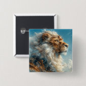 Steampunk Lion Vierkante Button 5,1 Cm (Voorkant /achterkant)