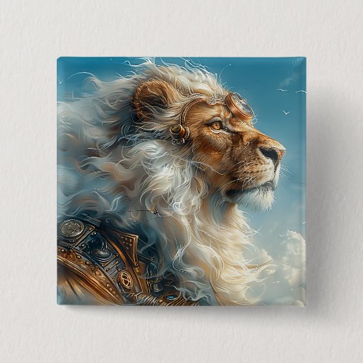Steampunk Lion Vierkante Button 5,1 Cm (Voorkant)