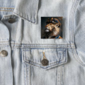 Steampunk Lion Vierkante Button 5,1 Cm (In situ)