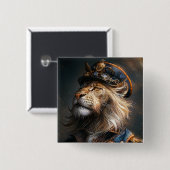 Steampunk Lion Vierkante Button 5,1 Cm (Voorkant /achterkant)