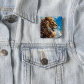 Steampunk Lion Vierkante Button 5,1 Cm (In situ)