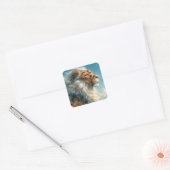 Steampunk Lion Vierkante Sticker (Envelop)