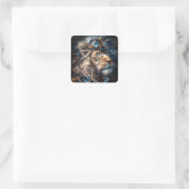 Steampunk Lion Vierkante Sticker (Tas)