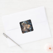 Steampunk Lion Vierkante Sticker (Envelop)