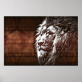 Steampunk Lions Head Animal Original Digital Art Poster (Voorkant)