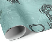 Steampunk Lock en Key Blauwgroen | ontkoppeling Cadeaupapier (Rol Hoek)