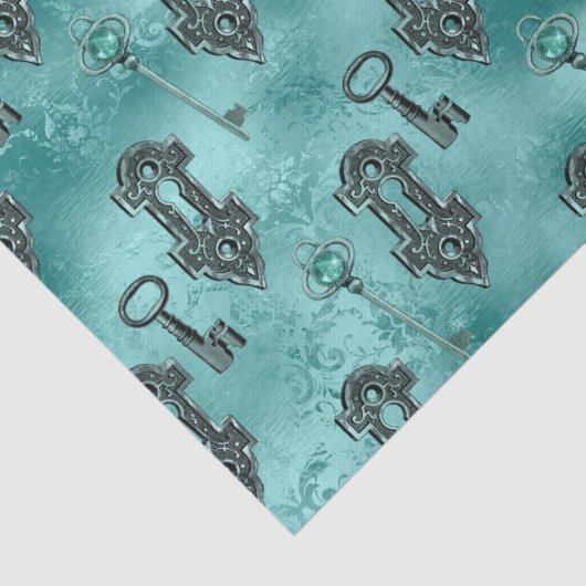 Steampunk Lock en Key Blauwgroen |  ontkoppeling Tissuepapier (Detail)