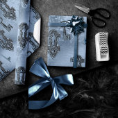 Steampunk Lock en Key Blue |  ontkoppeling Cadeaupapier