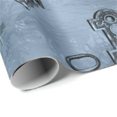 Steampunk Lock en Key Blue |  ontkoppeling Cadeaupapier (Rol Hoek)