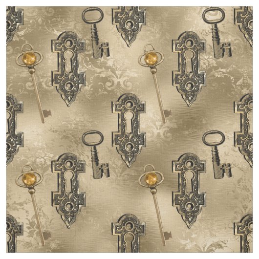 Steampunk Lock en Key Gold | ontkoppeling Stof (Swatch)