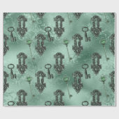 Steampunk Lock en Key Green | ontkoppeling Cadeaupapier (Vlak)