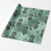 Steampunk Lock en Key Green | ontkoppeling Cadeaupapier (Uitgerold)