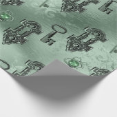 Steampunk Lock en Key Green | ontkoppeling Cadeaupapier (Hoek)