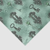 Steampunk Lock en Key Green |  ontkoppeling Tissuepapier (Detail)