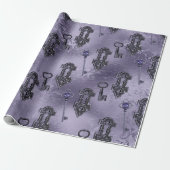 Steampunk Lock en Key Paarse |  ontkoppeling Cadeaupapier (Uitgerold)