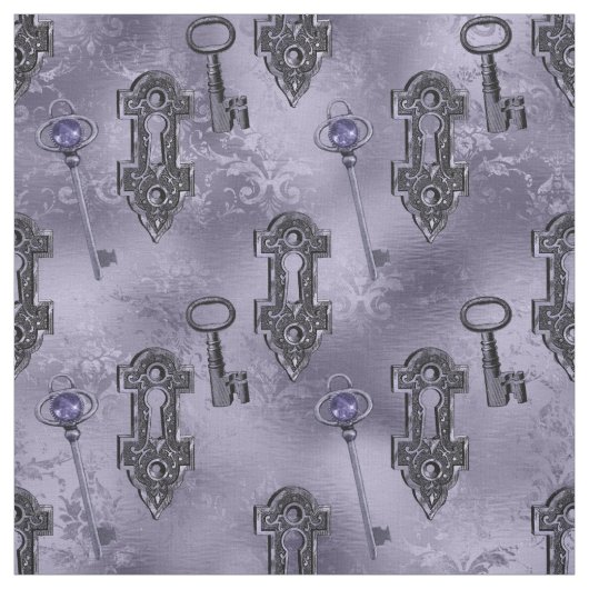 Steampunk Lock en Key Paarse |  ontkoppeling Stof (Swatch)