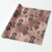 Steampunk Lock en Key Roos Gold | Chique decoupage Cadeaupapier (Uitgerold)