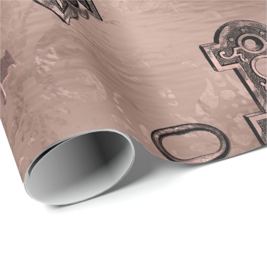 Steampunk Lock en Key Roos Gold | Chique decoupage Cadeaupapier (Rol Hoek)