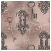Steampunk Lock en Key Roos Gold | Chique decoupage Stof (Close Up)
