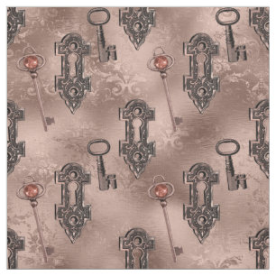 Steampunk Lock en Key Roos Gold   Chique decoupage Stof