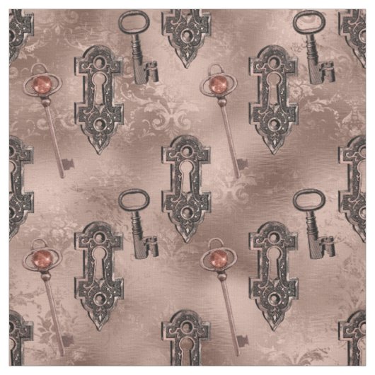 Steampunk Lock en Key Roos Gold | Chique decoupage Stof (Swatch)
