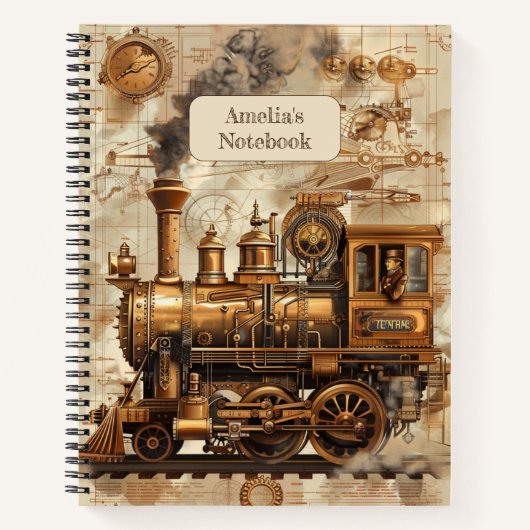 Steampunk Locomotief Retro Notitieboek (Voorkant)