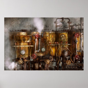 Steampunk - Loodgietersbuizen - Destilleertoestell Poster