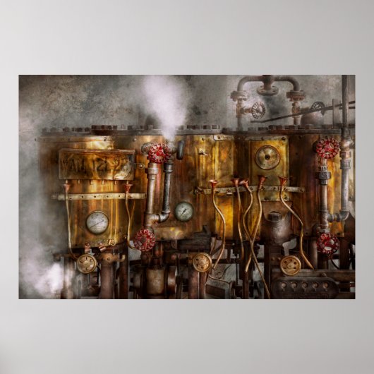 Steampunk - Loodgietersbuizen - Destilleertoestell Poster (Voorkant)