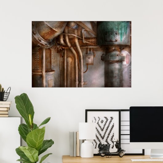 Steampunk - Loodgieterswerk - Industrieel abstract Poster (Thuiskantoor)