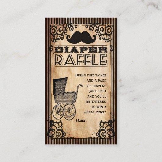 Steampunk Look Baby Boy Luier Raffle Ticket Informatiekaartje (Voorkant)