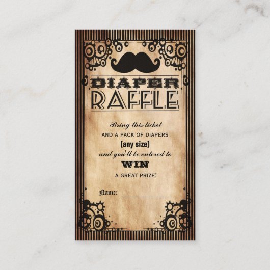 Steampunk Look Baby Boy Luier Raffle Ticket Informatiekaartje (Voorkant)