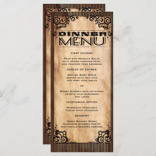 Steampunk  Look Slim Dinner Menu (Voorkant / Achterkant)