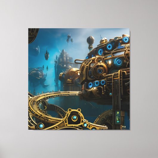 Steampunk Lost City of Atlantis Canvas Afdruk (Voorkant)
