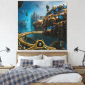 Steampunk Lost City of Atlantis Canvas Afdruk (Insitu (Slaapkamer))