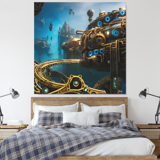 Steampunk Lost City of Atlantis Canvas Afdruk (Insitu (Slaapkamer))