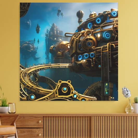 Steampunk Lost City of Atlantis Canvas Afdruk (Insitu (Woonkamer))
