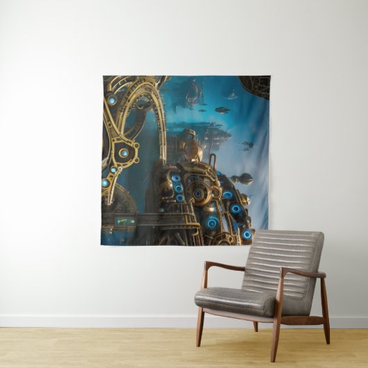 Steampunk Lost City of Atlantis Wandkleed (In Situ (horizontaal))