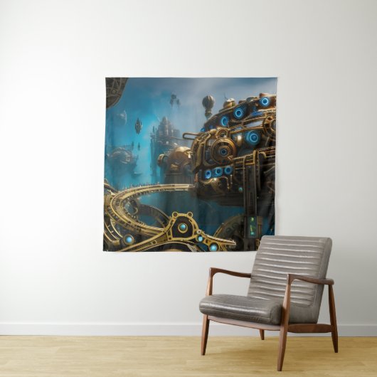 Steampunk Lost City of Atlantis Wandkleed (In situ)
