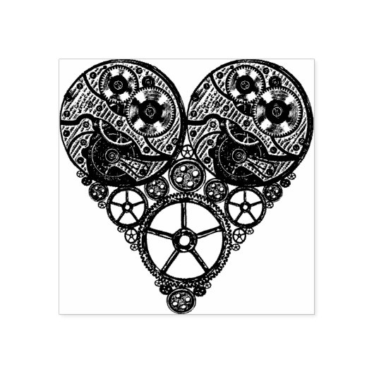 Steampunk Love Heart Rubberstempel (Afrduk)