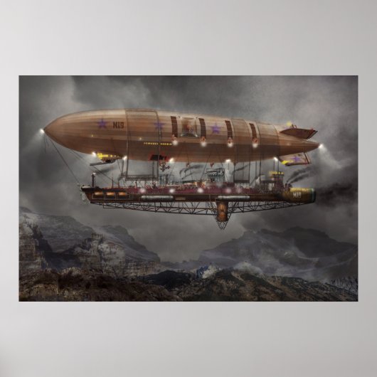 Steampunk - Luchtballon - Airship Maximus Poster (Voorkant)