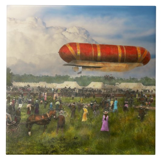 Steampunk - Luchtballon - Lancering Nulli Secundus Tegeltje (Voorkant)
