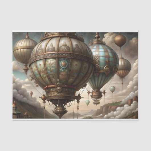 Steampunk Luchtschepen Decoupage Tissuepapier (Voorkant)