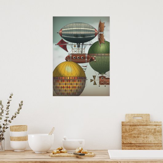 Steampunk-luchtschepen voor kruisvaarders poster (Keuken)