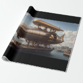 Steampunk Luchtschip bij Landing Cadeaupapier (Uitgerold)