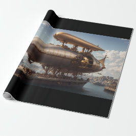 Steampunk Luchtschip bij Landing Cadeaupapier