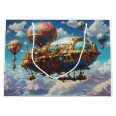 Steampunk luchtschip en ballonnen in de lucht groot cadeauzakje (Voorkant)
