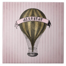 Steampunk-luchtschip op  roze strepen