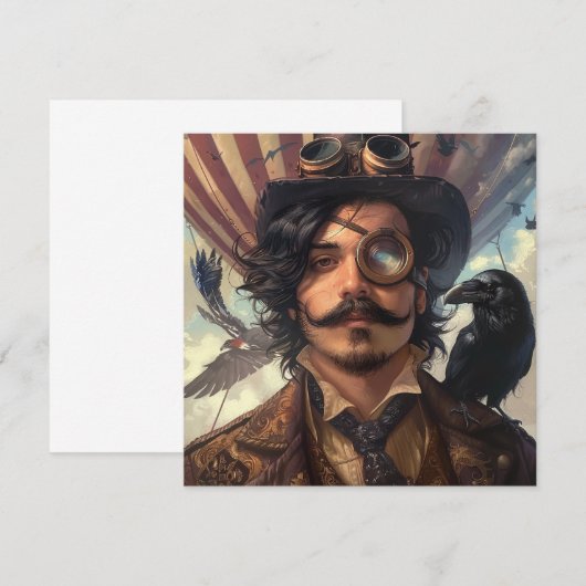 Steampunk Luchtschip Victoriaans Industriële Raven Kaart (Voorkant / Achterkant)