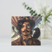 Steampunk Luchtschip Victoriaans Industriële Raven Kaart (Staand voorkant)