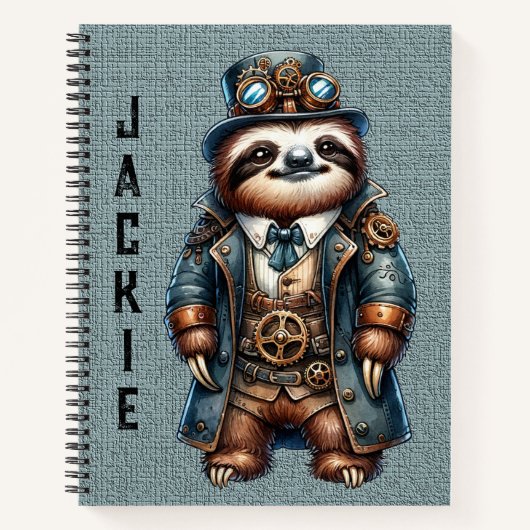 Steampunk luiaard - Aanpassen Notitieboek (Voorkant)